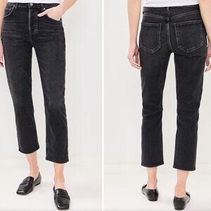 AGOLDE Jeans Cropped High Rise Riley Black Wash 25